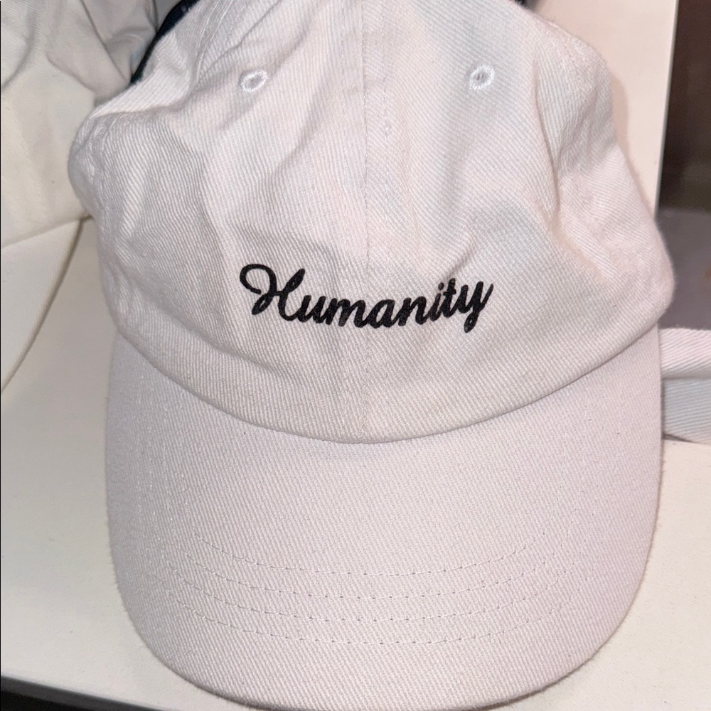 White Baseball Cap with Embroidered Text